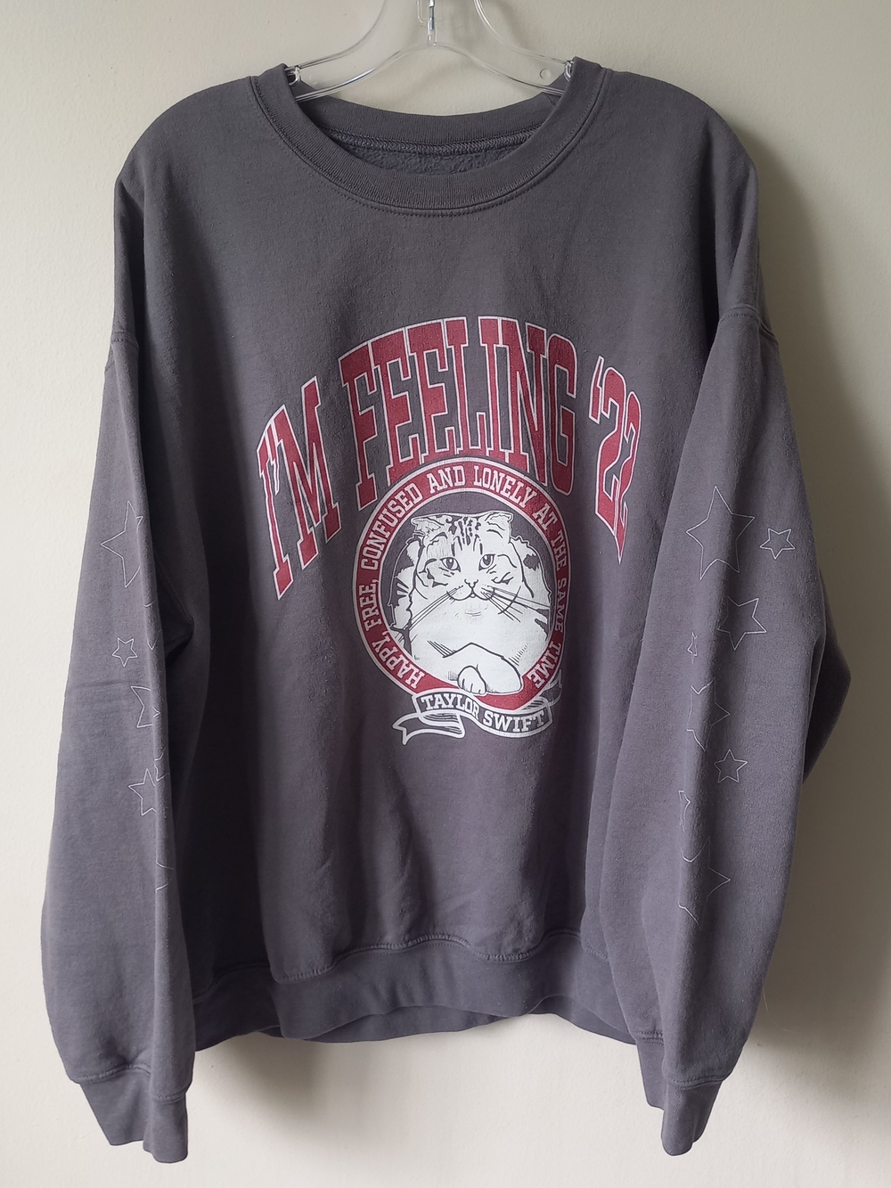 Taylor Swift Gray Crewneck Sweatshirt with Red Graphic